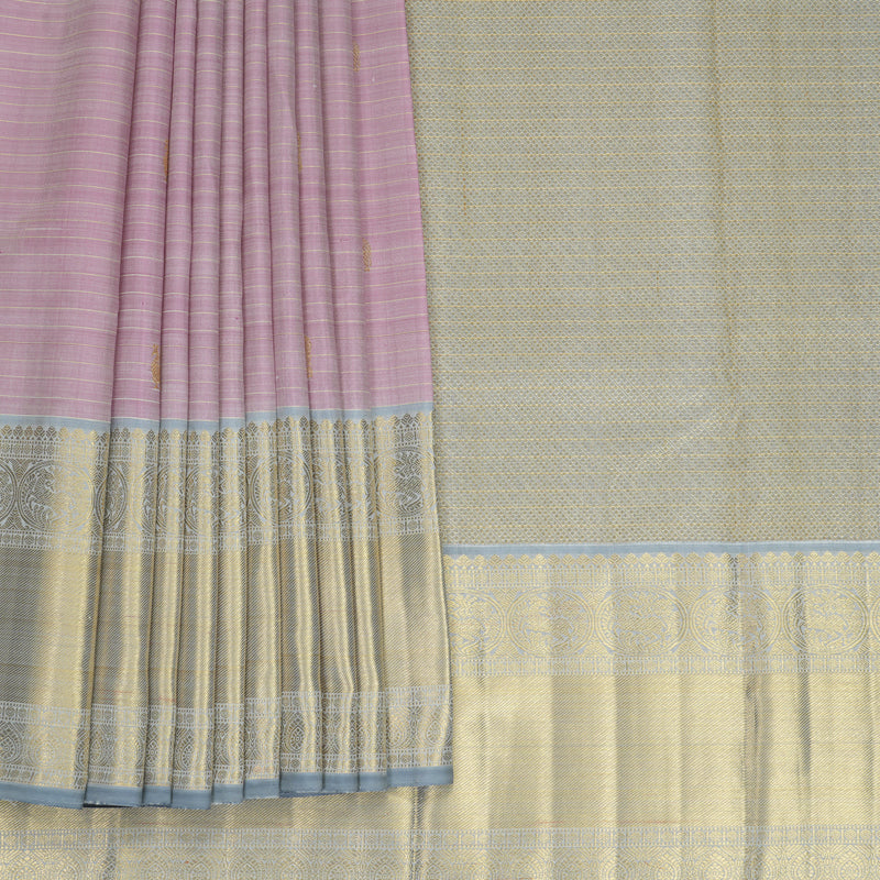 Hayagrivas Handloom Lotus Pink Kanjivaram Silk Saree with Ash Grey Border KBFL353I1-1-BF353-SBS