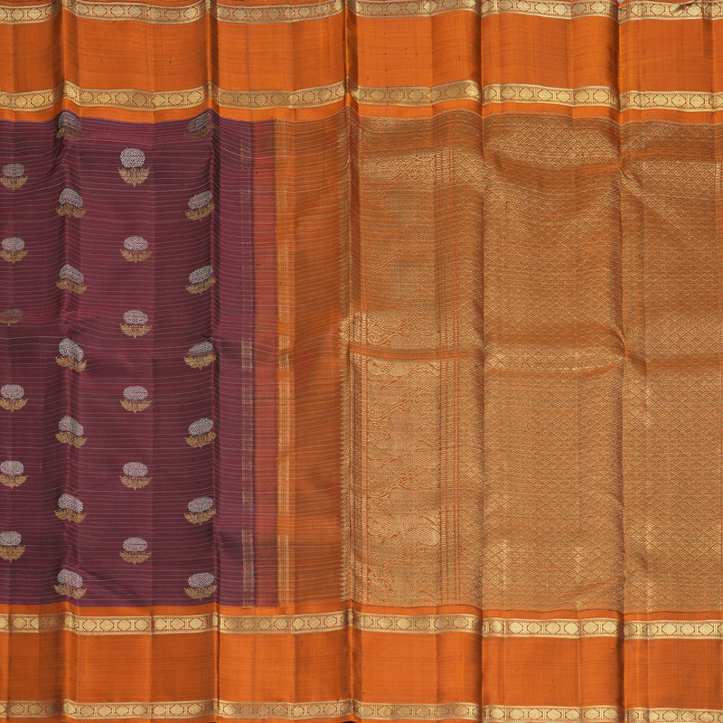 Hayagrivas Handloom Beetroot Shade Kanjivaram Silk Saree with Rust Orange Border KBFL357I1-1-BF357-SBS