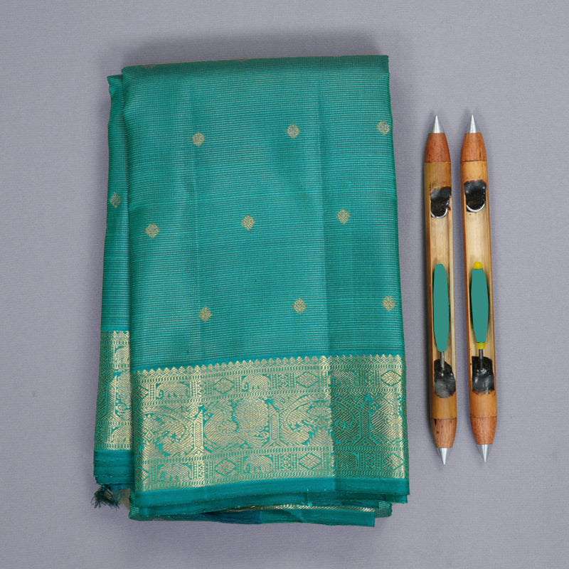 Hayagrivas Handloom Teal Green Kanjivaram Silk Saree KBFL360I1-1-BF360-SBS