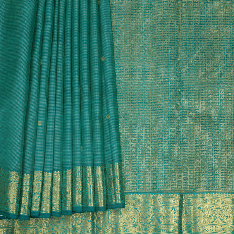 Hayagrivas Handloom Teal Green Kanjivaram Silk Saree KBFL360I1-1-BF360-SBS