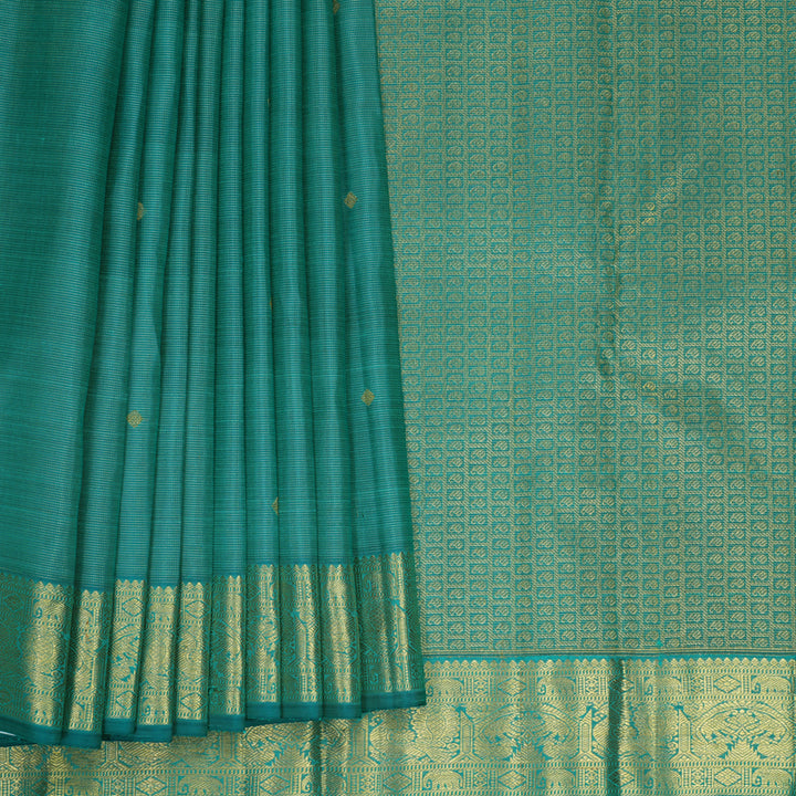 Hayagrivas Handloom Teal Green Kanjivaram Silk Saree KBFL360I1-1-BF360-SBS