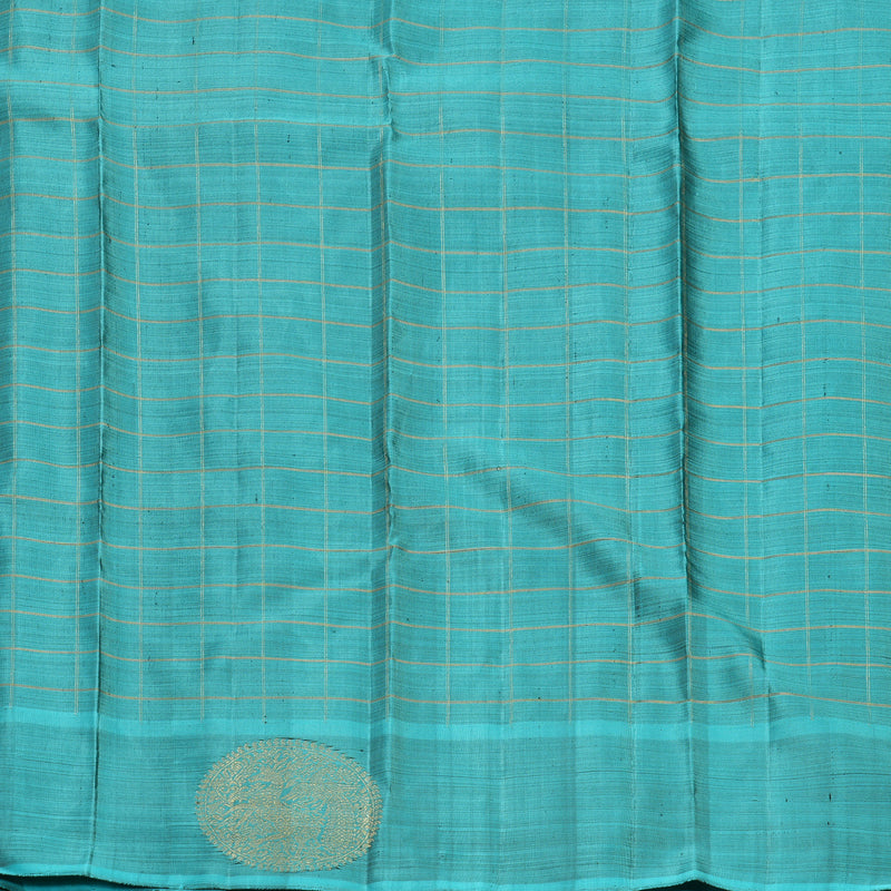 Hayagrivas Handloom Leaf Green Kanjivaram Silk Saree with Sky Blue Border KBFL361I1-1-BF361-SBS
