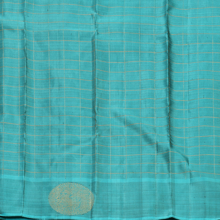 Hayagrivas Handloom Leaf Green Kanjivaram Silk Saree with Sky Blue Border KBFL361I1-1-BF361-SBS