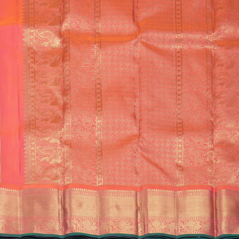 Hayagrivas Handloom Orangish-Pink Kanjivaram Silk Saree KBFL363I1-1-BF363-SBS