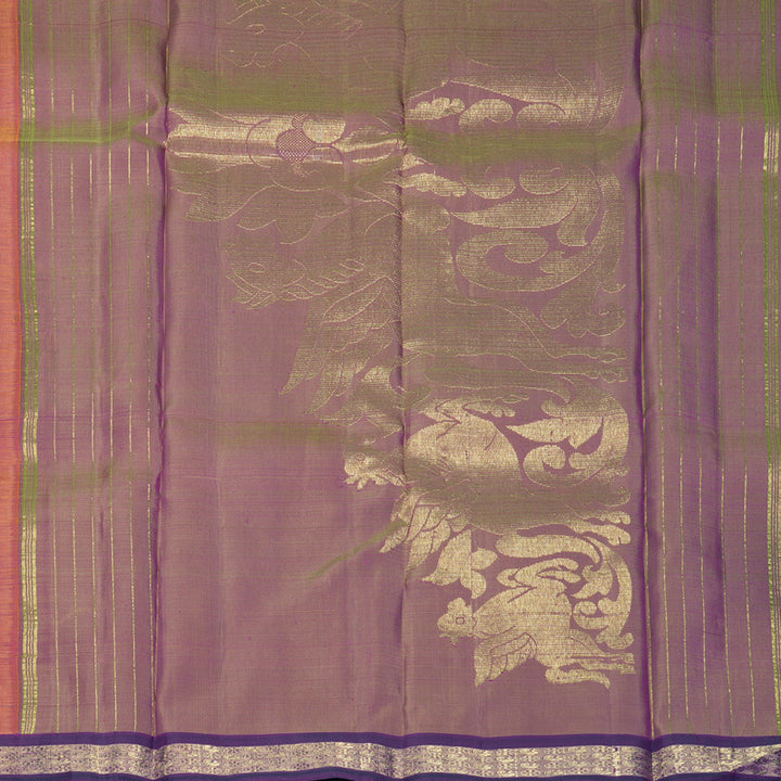 Hayagrivas Handloom Orangish-Pink Kanjivaram Silk Saree with Purple Border KBFL364I1-1-BF364-SBS
