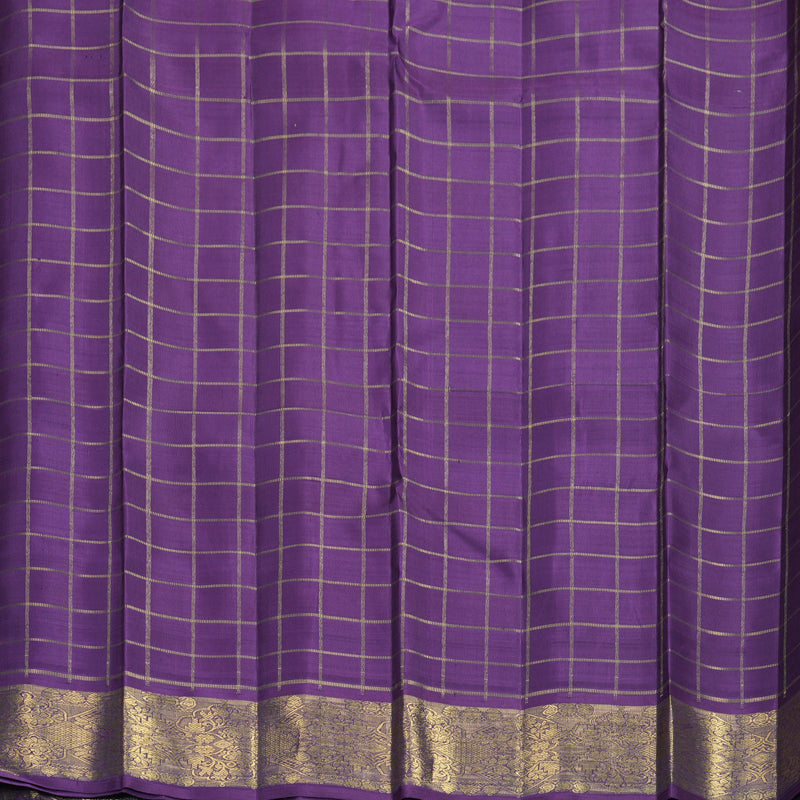 Hayagrivas Handloom Multicolour Checks Kanjivaram Silk Saree with Purple Border KBFL370I1-1-BF370-SBS