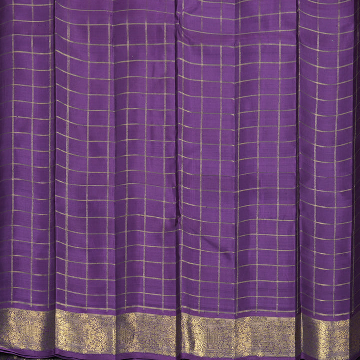 Hayagrivas Handloom Multicolour Checks Kanjivaram Silk Saree with Purple Border KBFL370I1-1-BF370-SBS