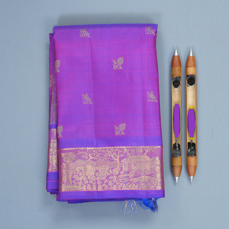 Hayagrivas Handloom Purple Kanjivaram Silk Saree KBFL373I1-1-BF373-SBS