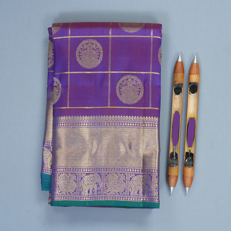Hayagrivas Handloom Purple Kanjivaram Silk Saree KBFL376I1-1-BF376-SBS