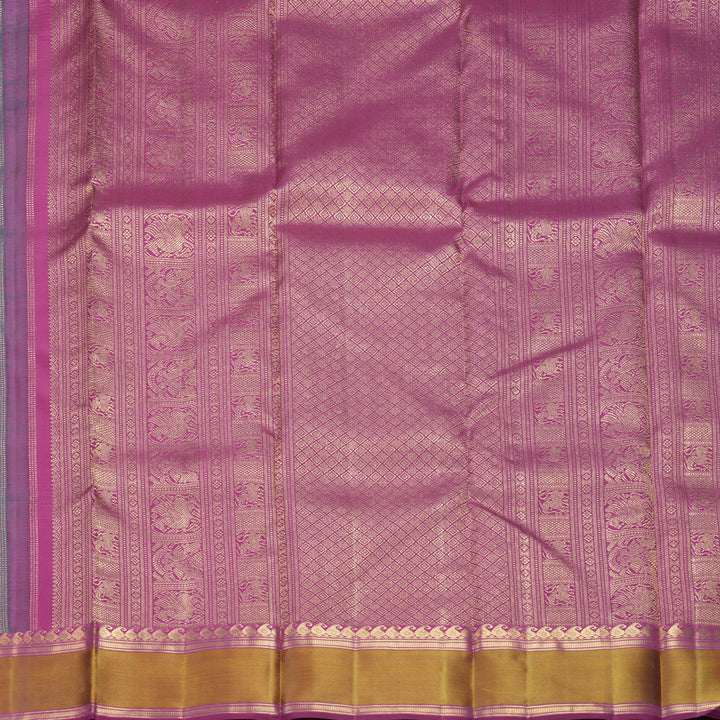 Hayagrivas Handloom Mayilkazhuthu Kanjivaram Silk Saree with Honey Mustard Border KBFL377I1-1-BF377-SBS