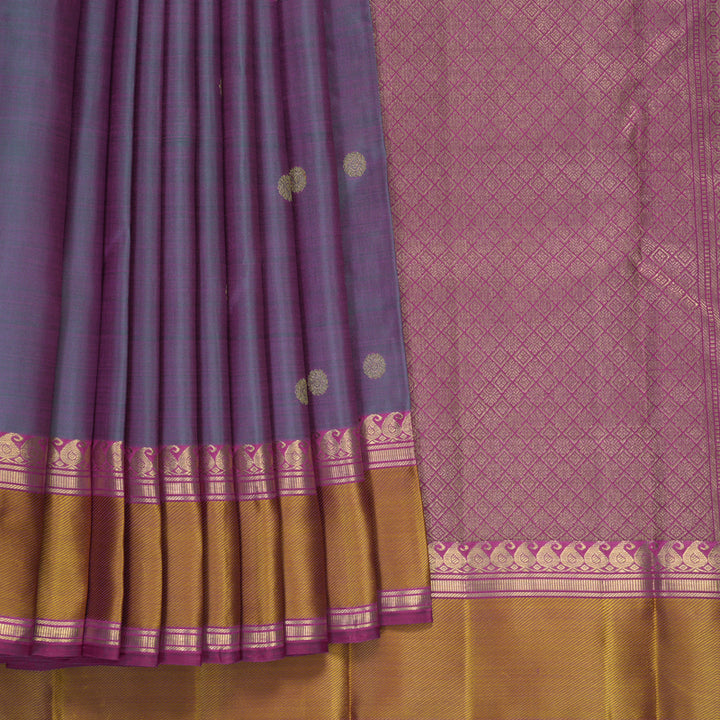 Hayagrivas Handloom Mayilkazhuthu Kanjivaram Silk Saree with Honey Mustard Border KBFL377I1-1-BF377-SBS