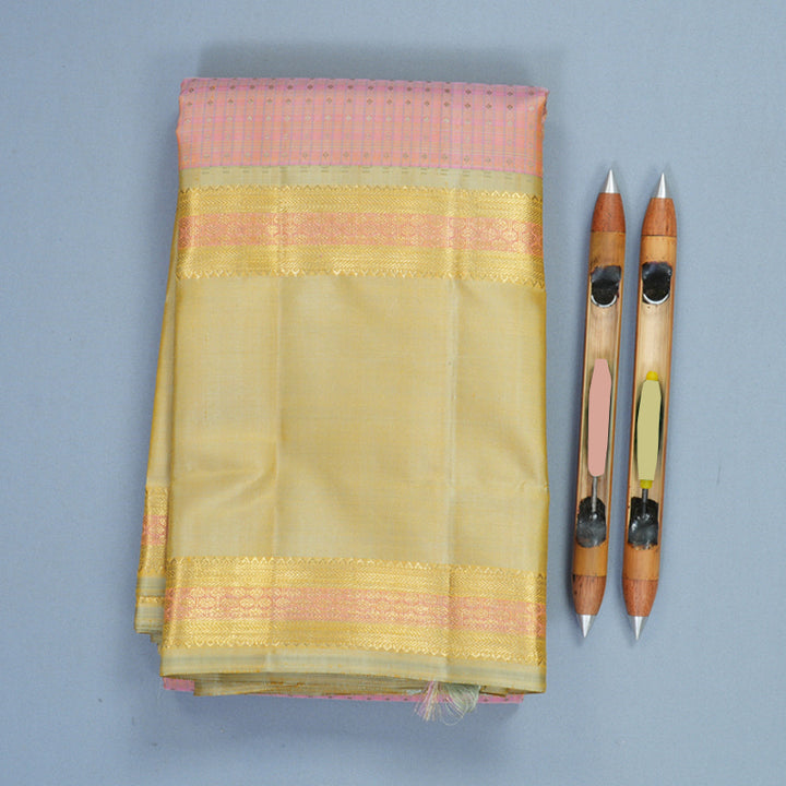 Hayagrivas Handloom Mild Peach Pink Kanjivaram Silk Saree with Pista Green Border KBFL378I1-1-BF378-SBS