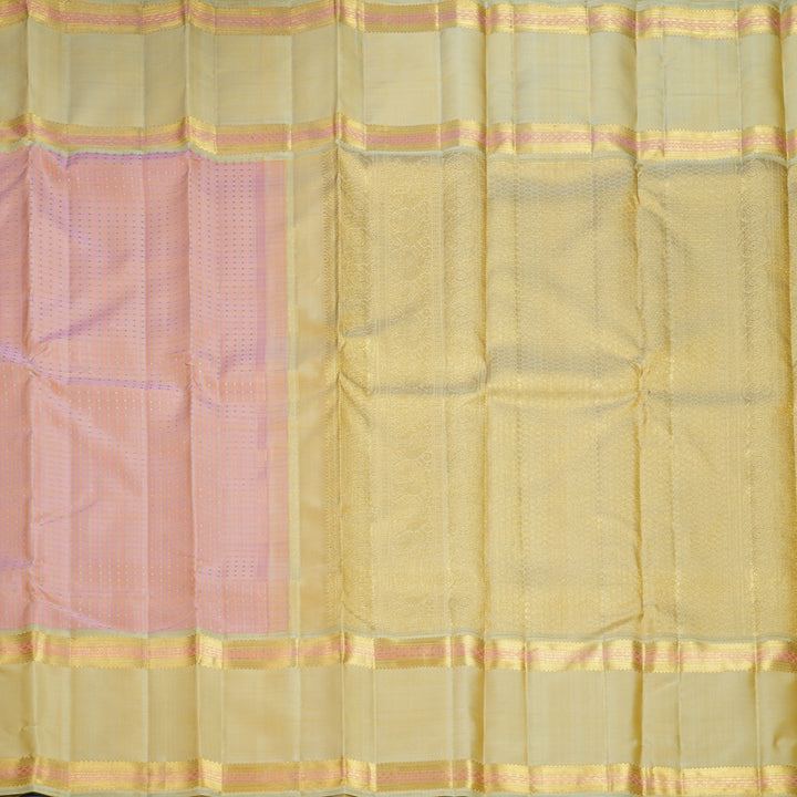 Hayagrivas Handloom Mild Peach Pink Kanjivaram Silk Saree with Pista Green Border KBFL378I1-1-BF378-SBS
