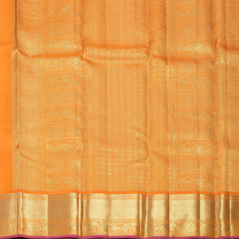 Hayagrivas Handloom Sandal Kanjivaram Silk Saree with Orange Border KBFL382I1-1-BF382-SBS