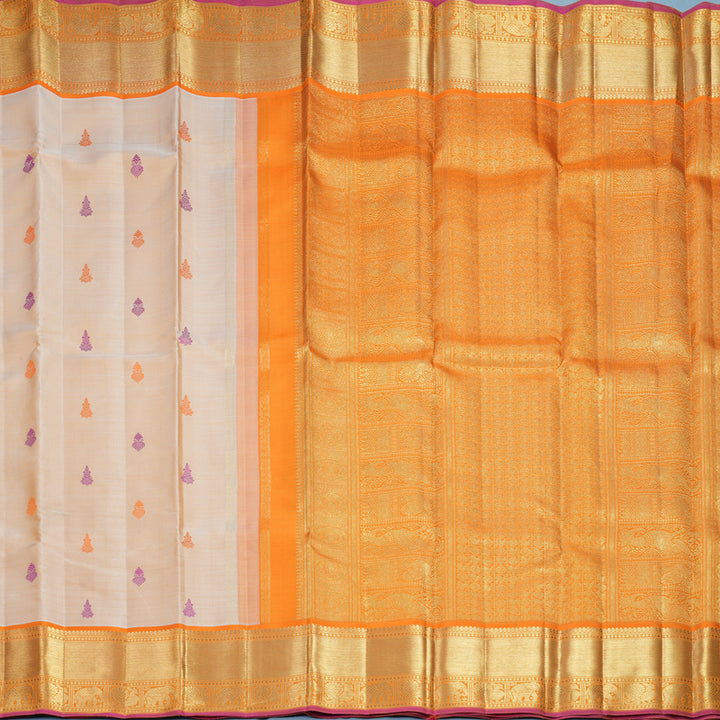 Hayagrivas Handloom Sandal Kanjivaram Silk Saree with Orange Border KBFL382I1-1-BF382-SBS