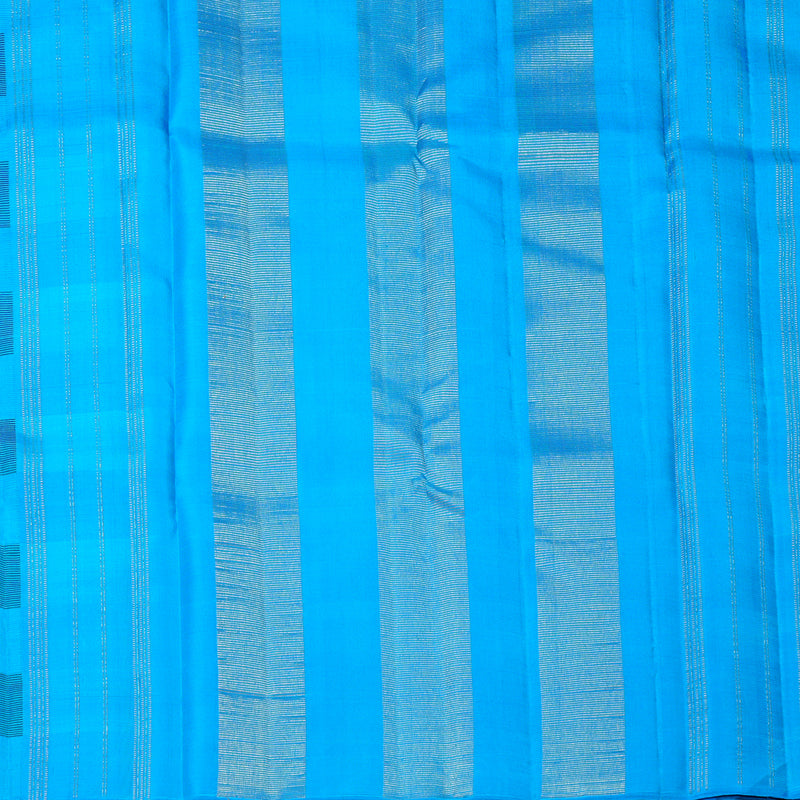 Hayagrivas Handloom Blue &amp; Black Checks Kanjivaram Silk Saree KBF617G1-3