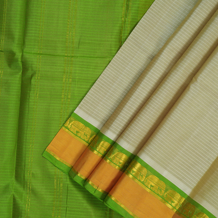 Hayagrivas Handloom Light Elaichi Green Kanjivaram Silk Saree KSBE101B1-12