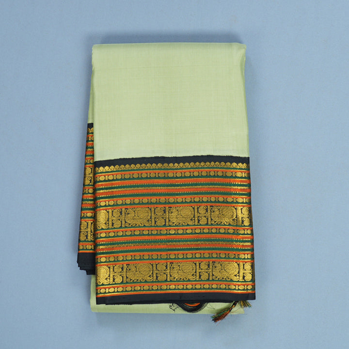 Hayagrivas Handloom Pista Green Kanjivaram Silk Saree with Black Border KSBE102B7-2