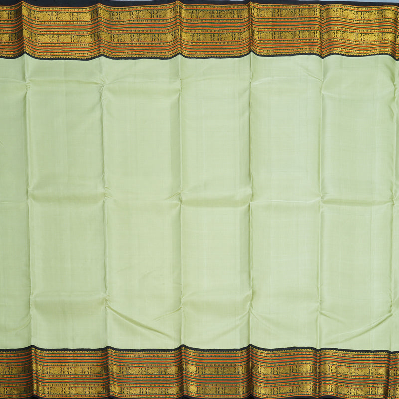 Hayagrivas Handloom Pista Green Kanjivaram Silk Saree with Black Border KSBE102B7-2
