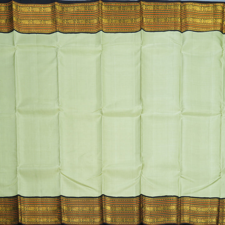 Hayagrivas Handloom Pista Green Kanjivaram Silk Saree with Black Border KSBE102B7-2