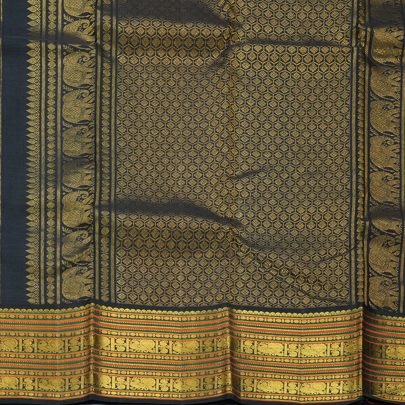 Hayagrivas Handloom Pista Green Kanjivaram Silk Saree with Black Border KSBE102B7-2