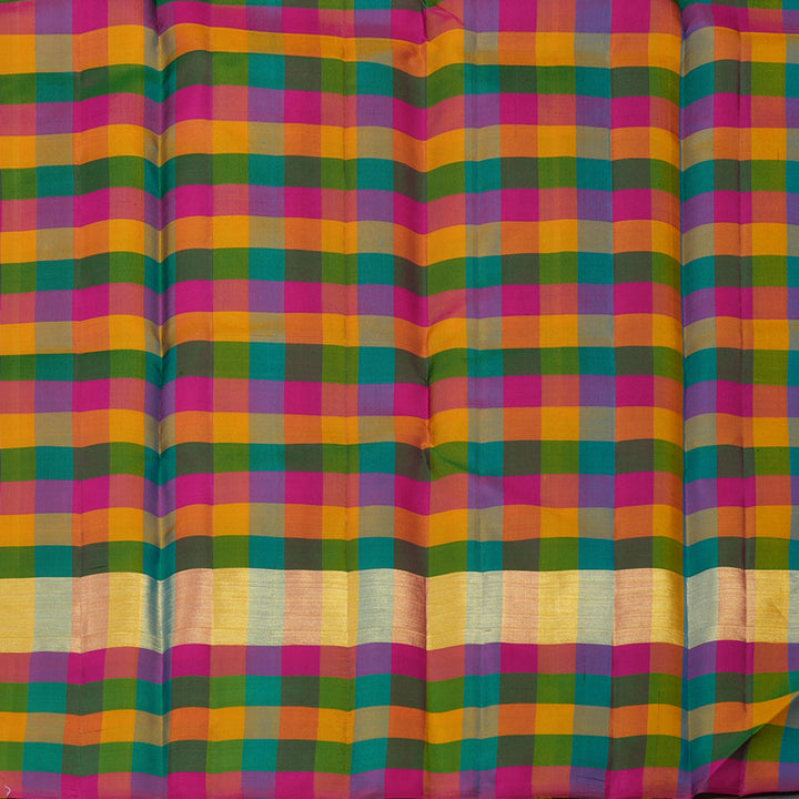 Hayagrivas Handloom Sky Blue Kanjivaram Silk Saree with Multicolour Checks Border KSBE104B1-3