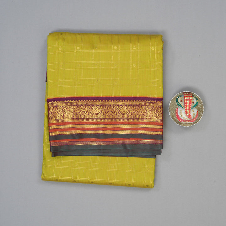 Hayagrivas Sampanga Yellow Ten Yards Semi Silk Saree KSBE106B23-4