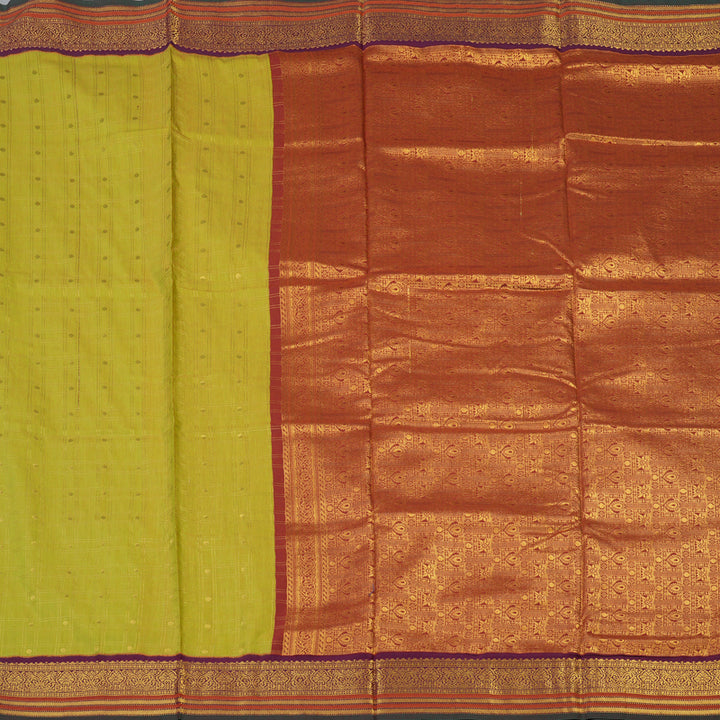 Hayagrivas Sampanga Yellow Ten Yards Semi Silk Saree KSBE106B23-4