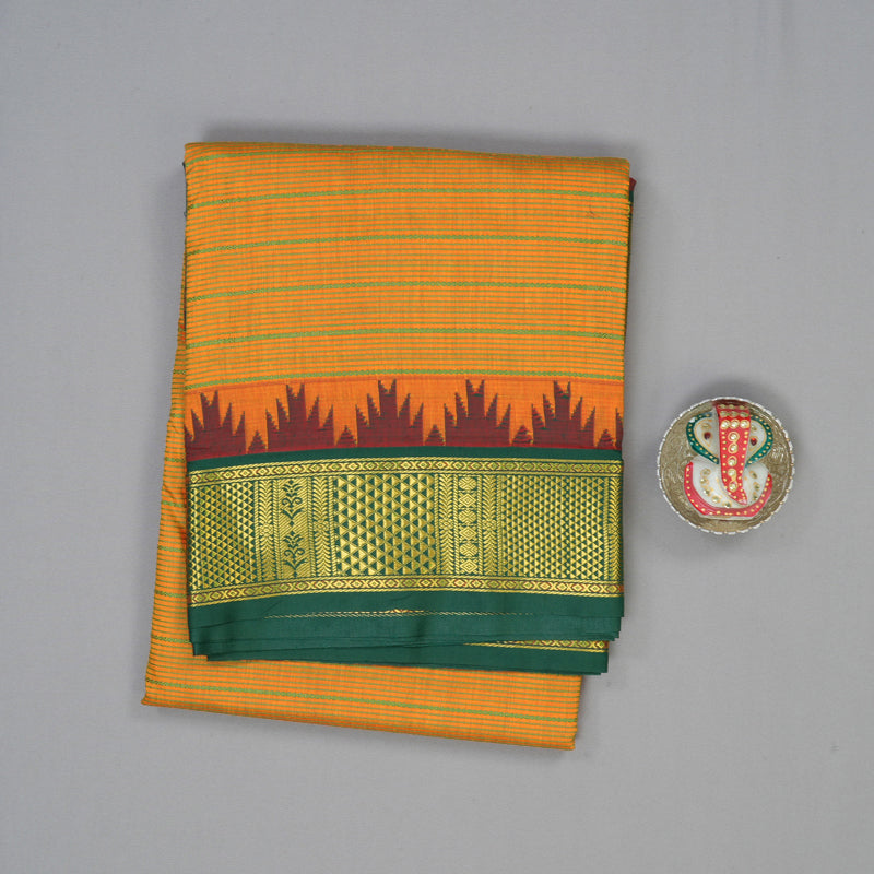 Hayagrivas Turmeric Yellow Ten Yards Semi Silk Saree KSBE106B24-5