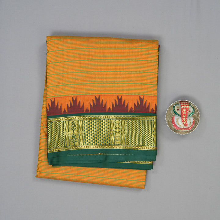 Hayagrivas Turmeric Yellow Ten Yards Semi Silk Saree KSBE106B24-5