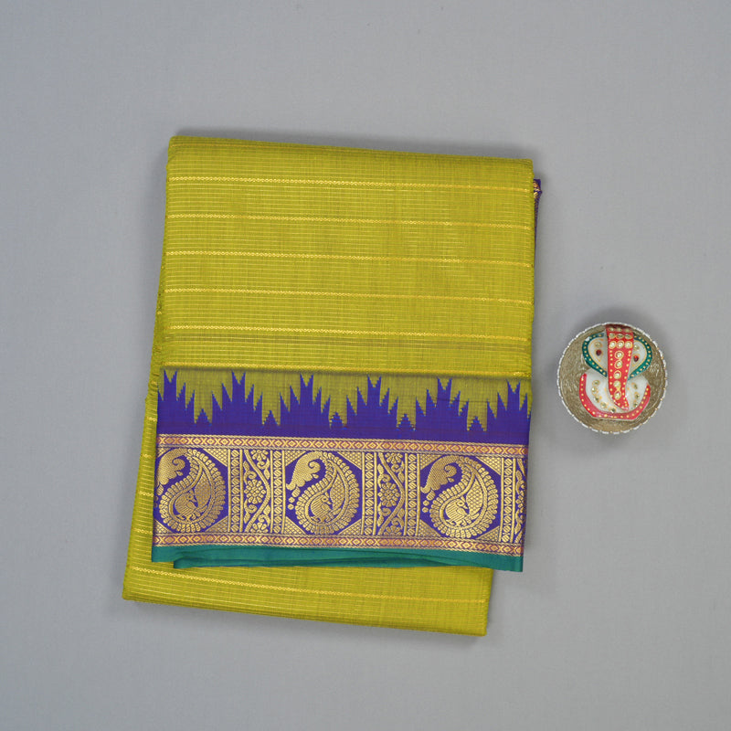 Hayagrivas Pista Green Ten Yards Semi Silk Saree KSBE106B24-6