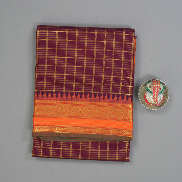 Hayagrivas Burgundy Ten Yards Semi Silk Saree KSBE106B30-3