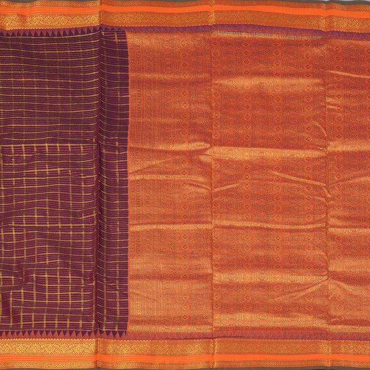 Hayagrivas Burgundy Ten Yards Semi Silk Saree KSBE106B30-3