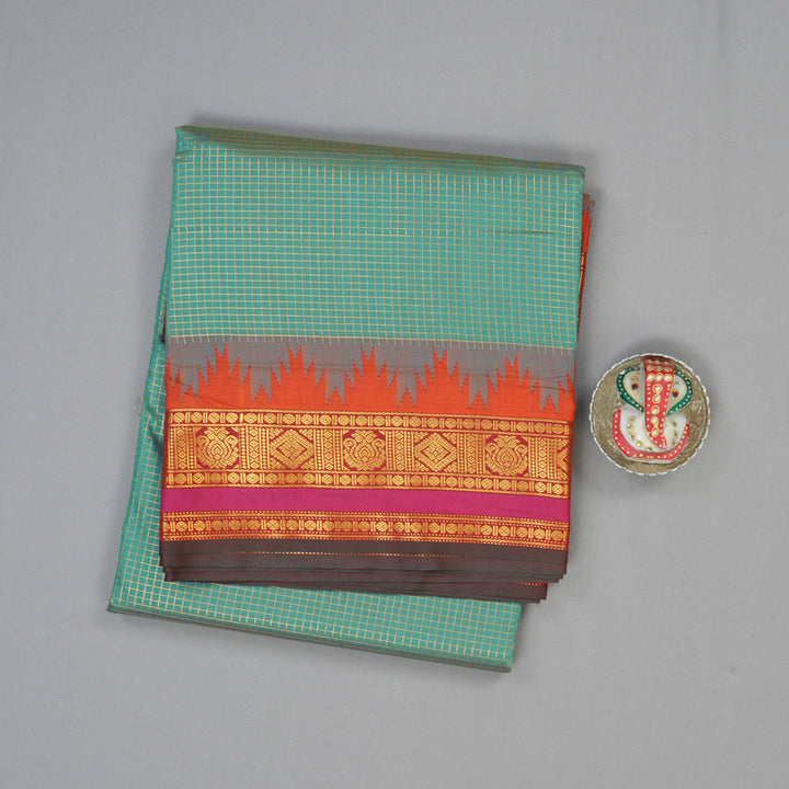 Hayagrivas Powder Green Ten Yards Semi Silk Saree KSBE106B31-1
