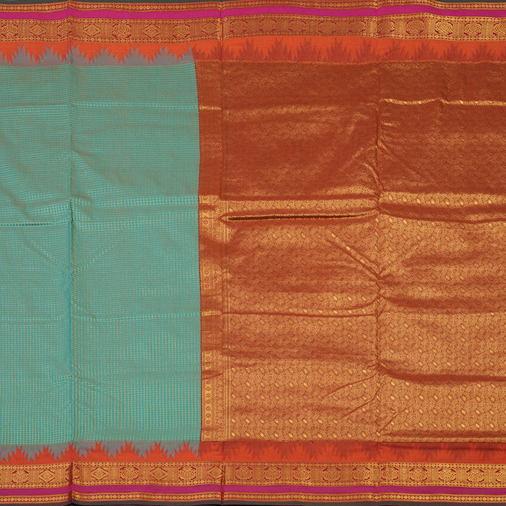 Hayagrivas Powder Green Ten Yards Semi Silk Saree KSBE106B31-1