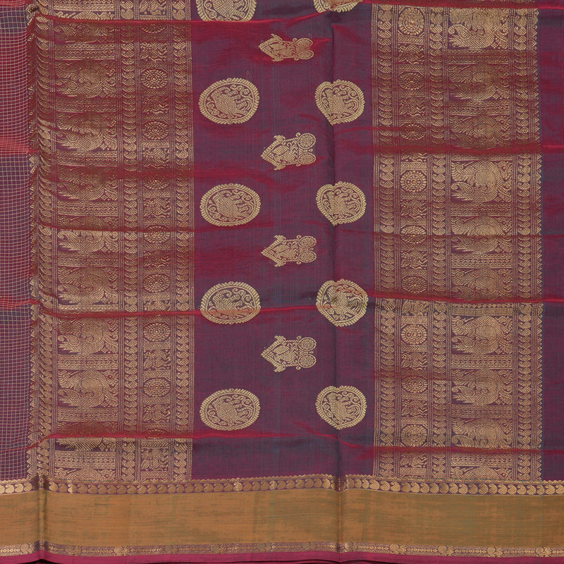 Hayagrivas Dual Tone (Pink & Blue) Kanchi Silk Cotton Saree KSBE107B9-1