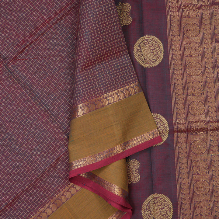 Hayagrivas Dual Tone (Pink & Blue) Kanchi Silk Cotton Saree KSBE107B9-1