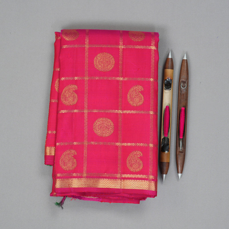 Hayagrivas Handloom Pink Kanjivaram Silk Saree KSBE109C2-1