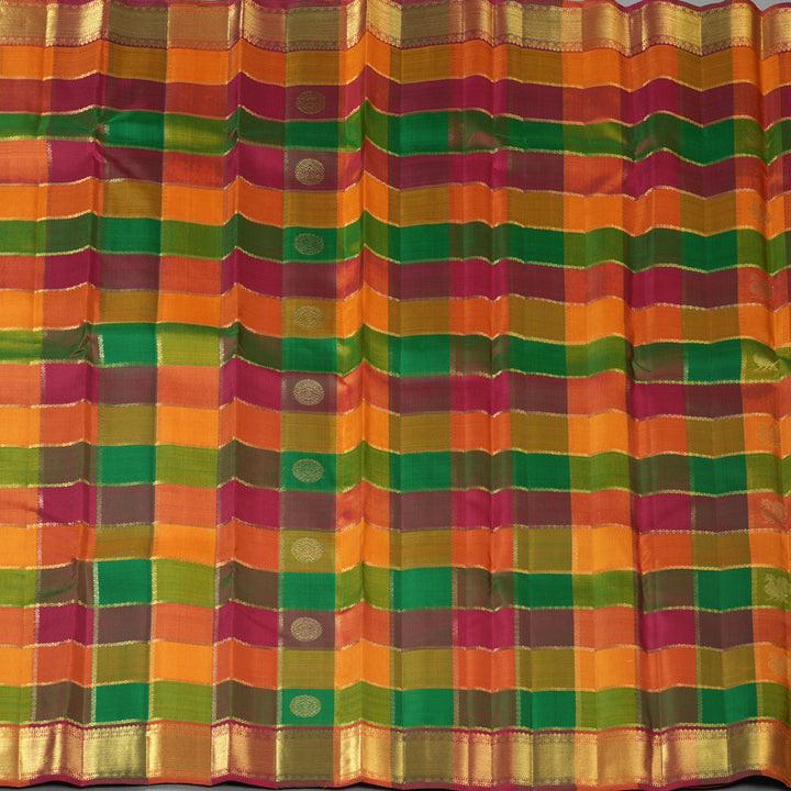 Hayagrivas Handloom Multicolour Checks Kanjivaram Silk Saree KSBE109C4-1