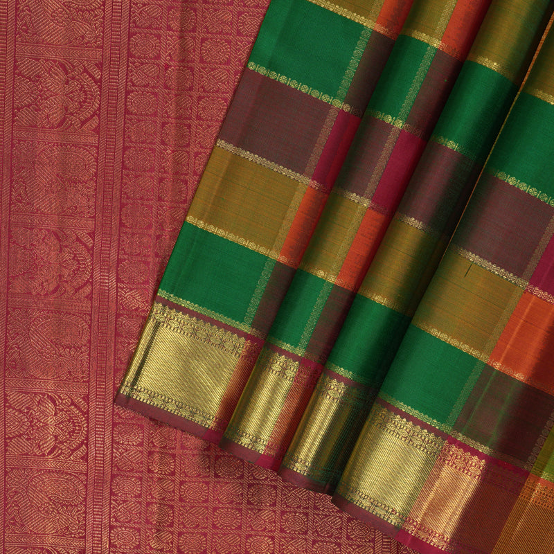 Hayagrivas Handloom Multicolour Checks Kanjivaram Silk Saree KSBE109C4-1