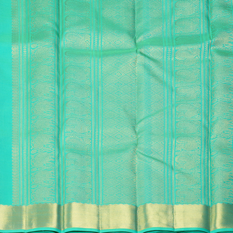Hayagrivas Handloom Aqua Green Kanjivaram Silk Saree KSBE114C1-1