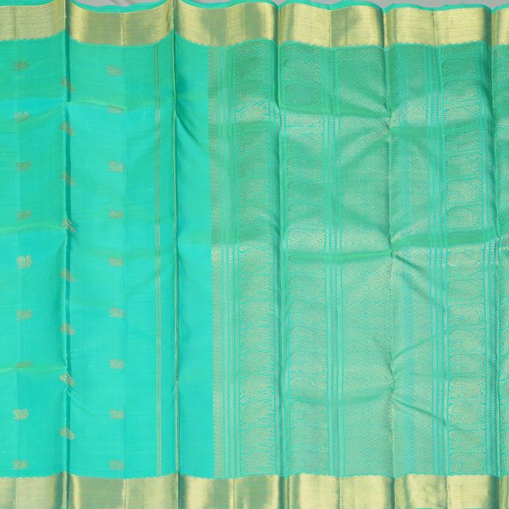 Hayagrivas Handloom Aqua Green Kanjivaram Silk Saree KSBE114C1-1