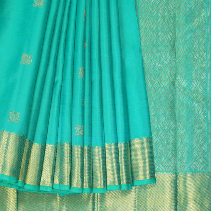 Hayagrivas Handloom Aqua Green Kanjivaram Silk Saree KSBE114C1-1