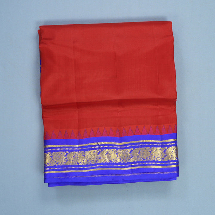Hayagrivas Handloom Red Ten Yards Silk Saree KSBE116C2-1