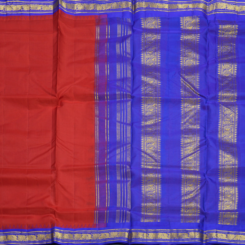 Hayagrivas Handloom Red Ten Yards Silk Saree KSBE116C2-1