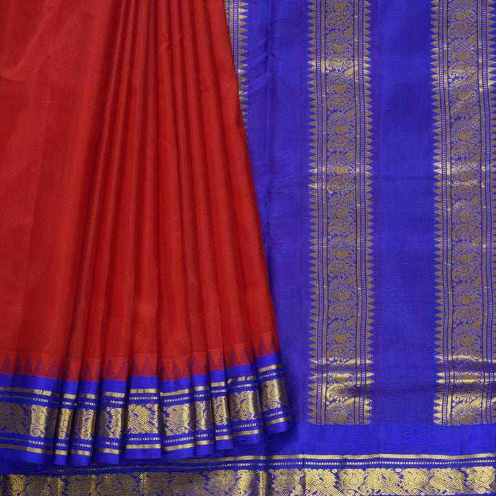 Hayagrivas Handloom Red Ten Yards Silk Saree KSBE116C2-1