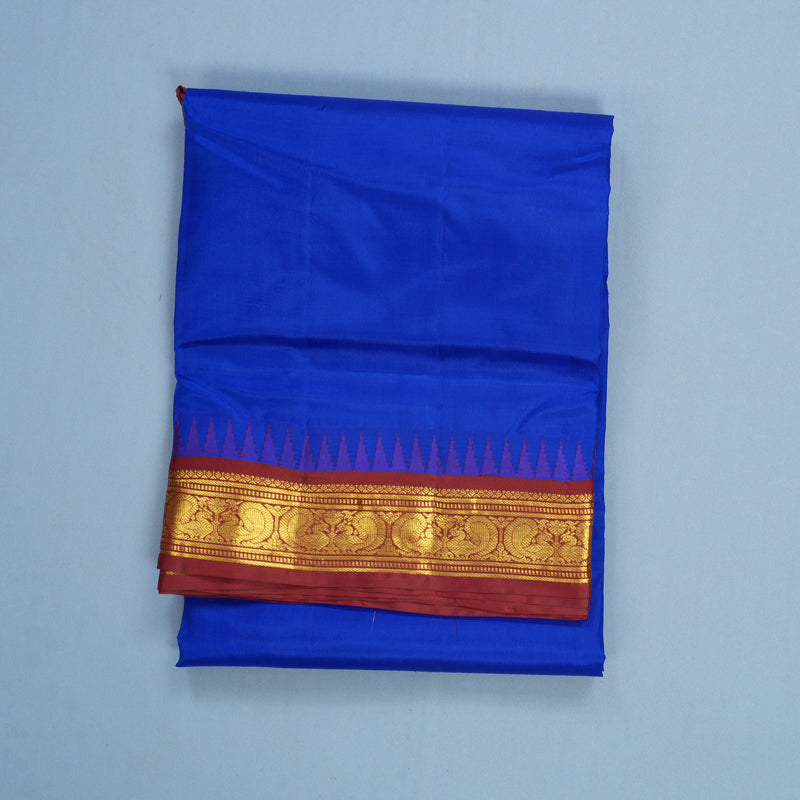 Hayagrivas Handloom MS Blue Ten Yards Silk Saree KSBE116C2-5