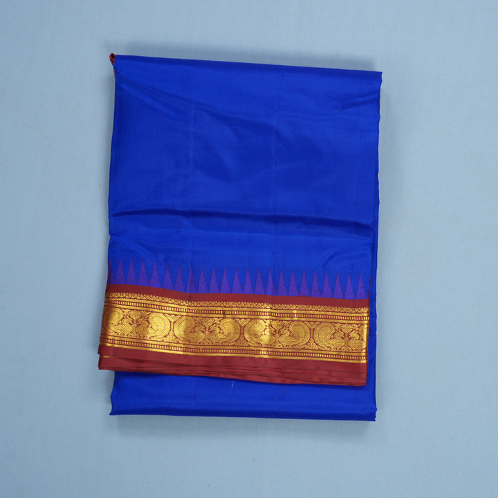 Hayagrivas Handloom MS Blue Ten Yards Silk Saree KSBE116C2-5