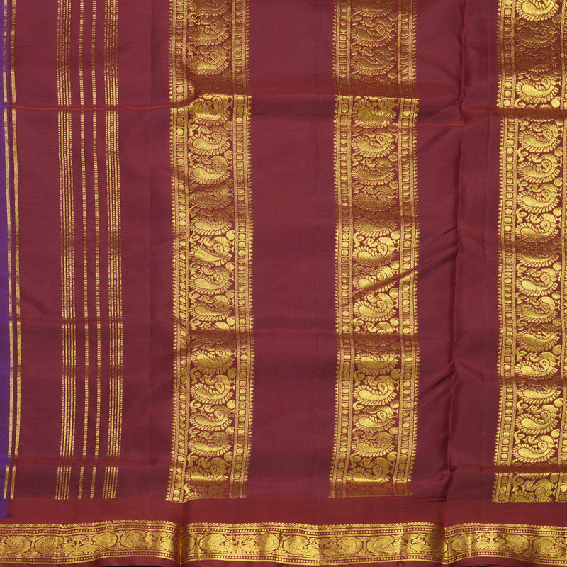 Hayagrivas Handloom MS Blue Ten Yards Silk Saree KSBE116C2-5