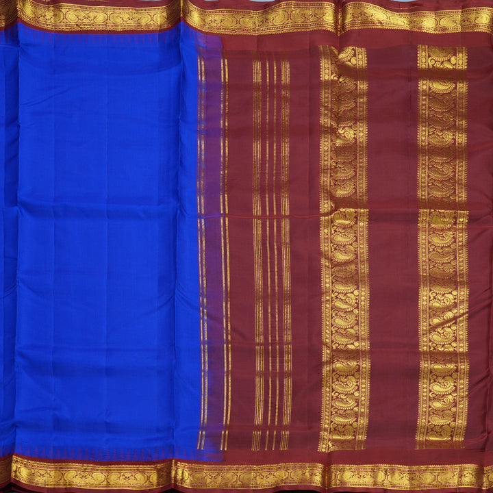 Hayagrivas Handloom MS Blue Ten Yards Silk Saree KSBE116C2-5